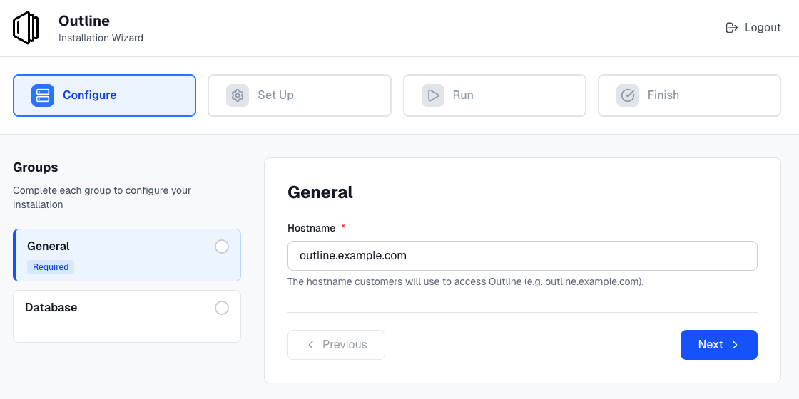 Config screen example
